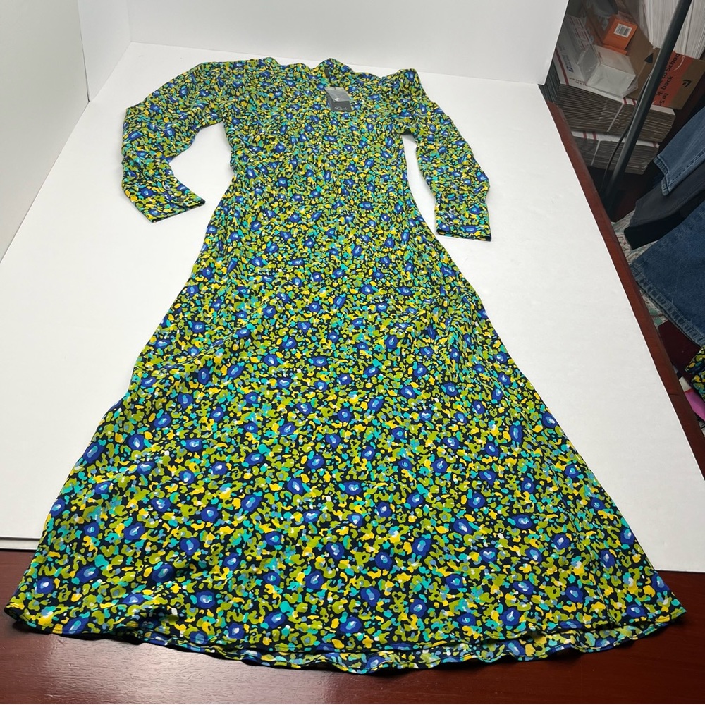 Rails‎ Carmel Midi Dress Abstract Garden Side Cutout Long Sleeve Size Small NEW - Picture 2 of 16